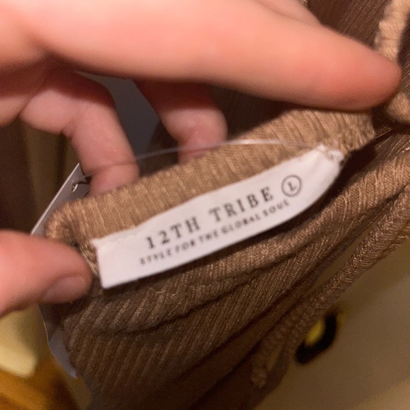 NWT 12th tribe Set in Stone Taupe Knit mini dress size L - Picture 4 of 4